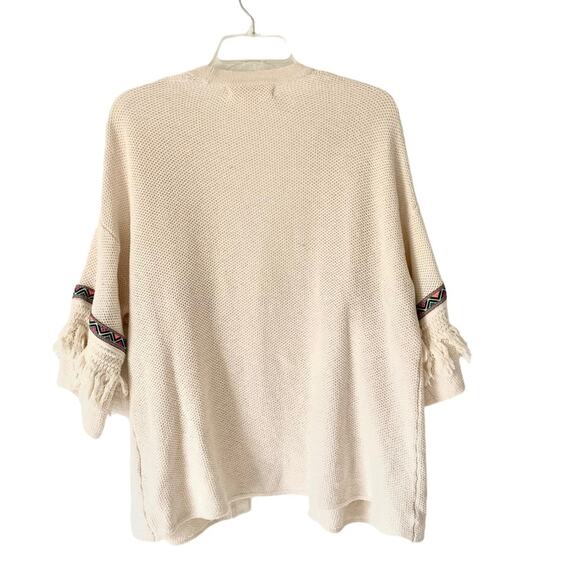 H&M x Coachella Collab Boho Cream Ivory Fringe Open Sweater Cardigan Small - Picture 7 of 9